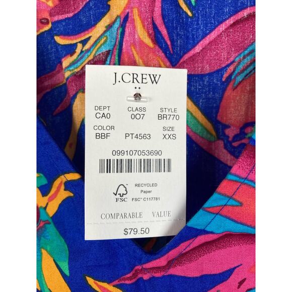 J. Crew Factory Sleeveless Floral Ruffle Top Size XXS Colorful Art to Wear NWT - Picture 10 of 12